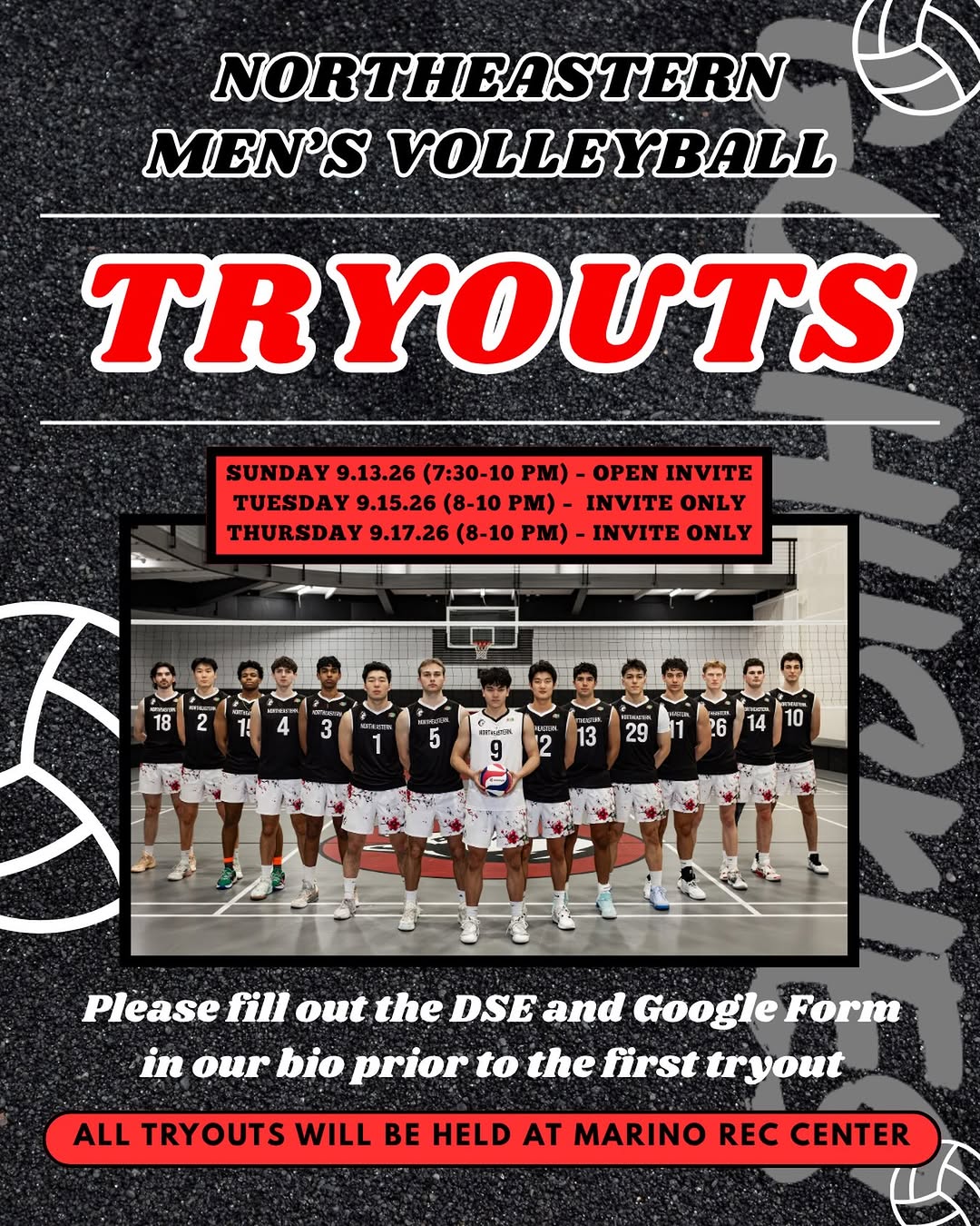 Northeastern Men's Volleyball Tryouts